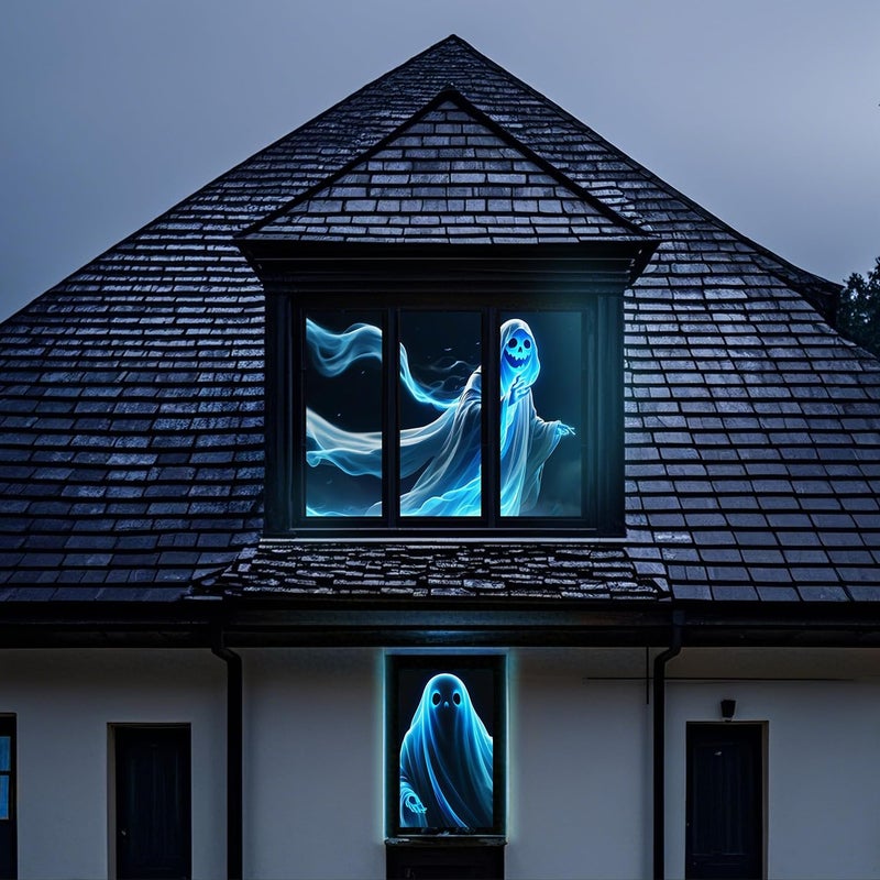 SKERELL Holographic Rear Projection Screen Video: Outdoor Projection Screens 60" x 106" projectors Halloween Videos for Hang Mounting Backyard Movie Night - Image 1